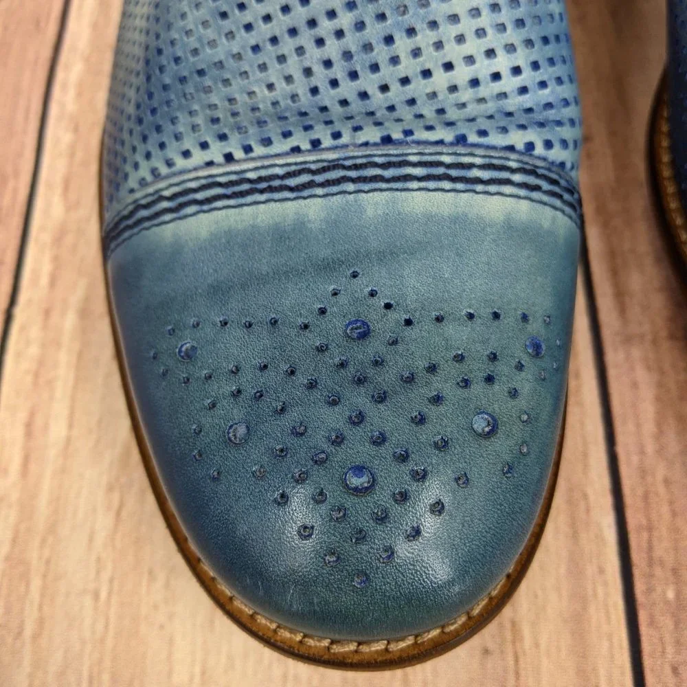 NICO NERINI Men's Cap Toe Derby Shoes Cerulean Blue Lace Up EU 42 Italia…