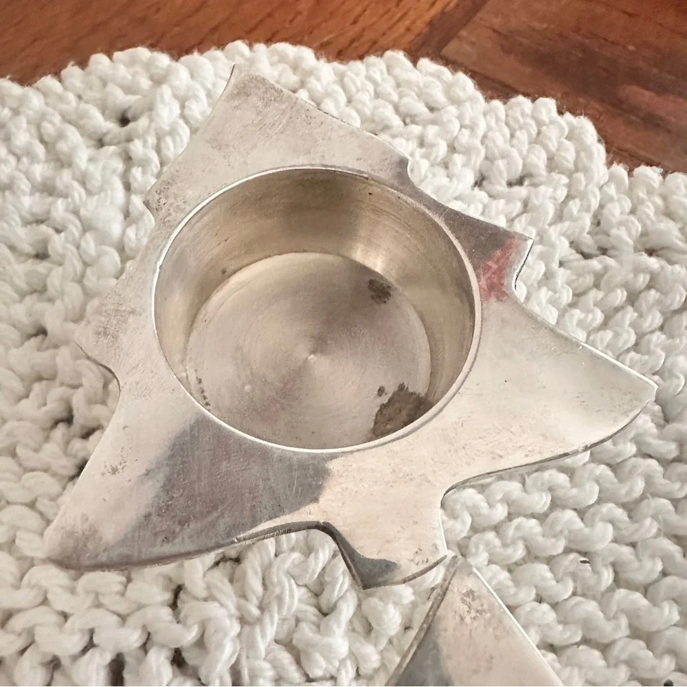 Silver Christmas tree-Shaped Candle Holders x3