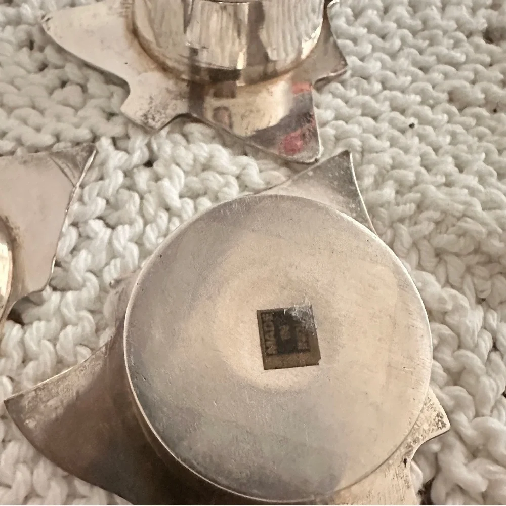 Silver Christmas tree-Shaped Candle Holders x3
