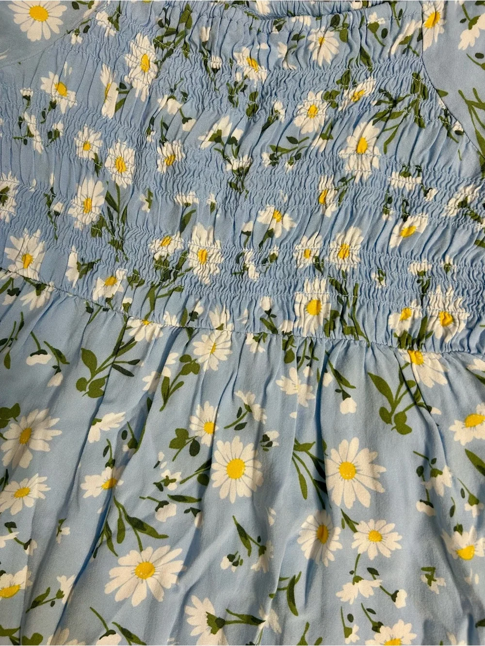 The Children's Place Girls Blue Daisy Floral Smocked Dress Girls Size 14