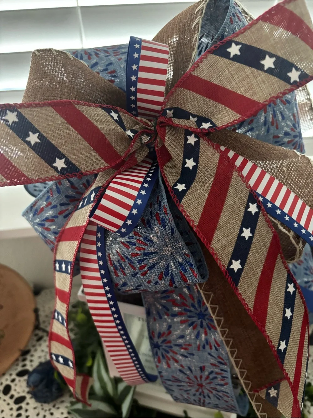 Multi-seasonal Patriotic Bow 4th Of July Stars Stripes Celebrate DIY Final Sale