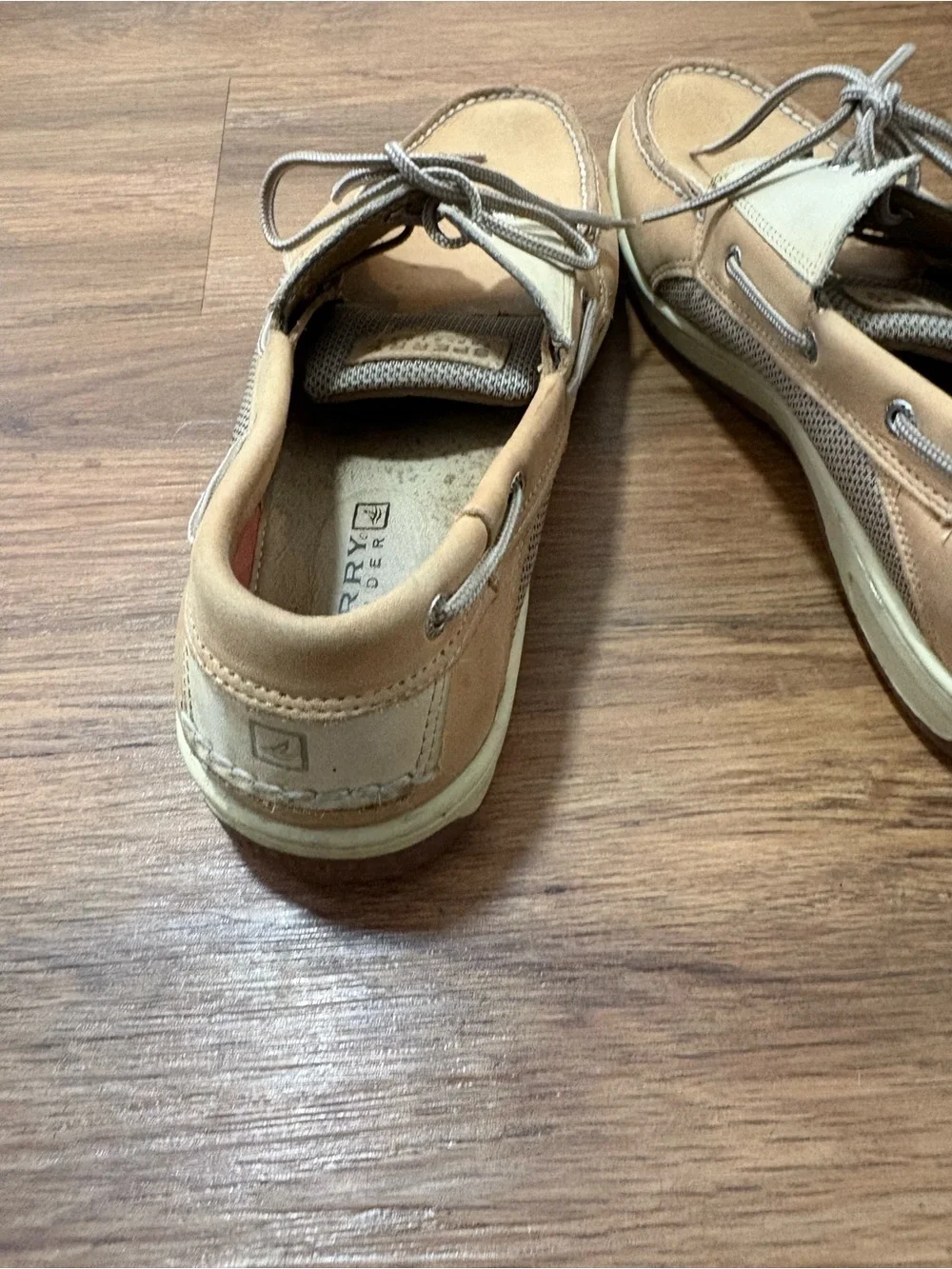 Sperry Top-Sider Men’s 13M Leather Boat Shoes Tan Beige Lace Up Casual Deck Shoe