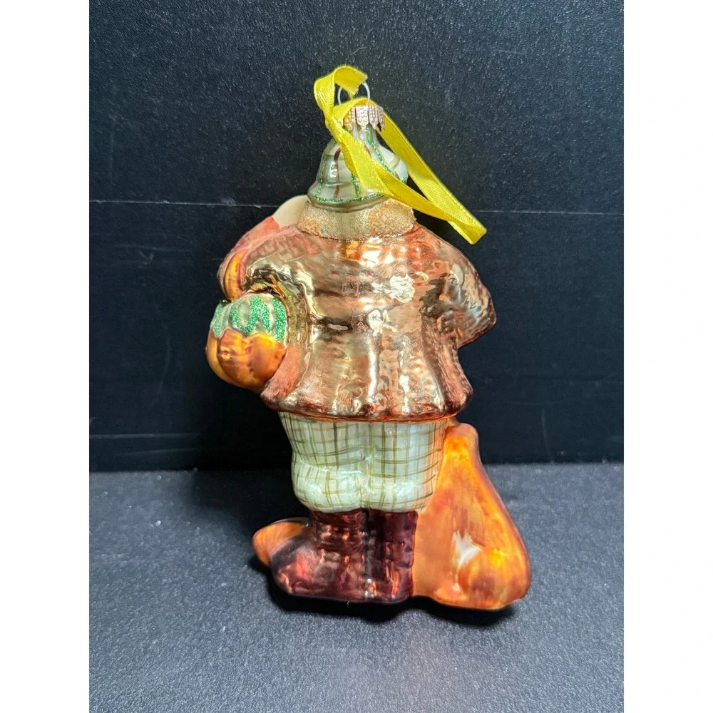 Dillards Woodland Santa Owl Foxes Glass Christmas Ornament Plaid Pants Glitter