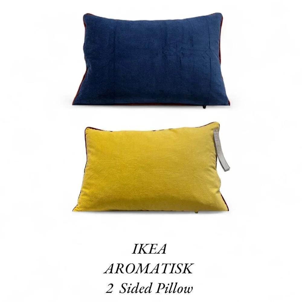 IKEA AROMATISK Cushion cover, blue/yellow, 16x23 