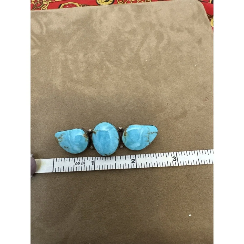 Mary Morgan Navajo Vintage Sleeping Beauty Sterling Turquoise Brooch