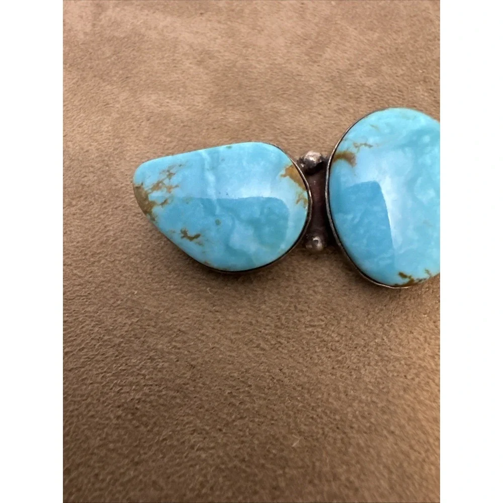 Mary Morgan Navajo Vintage Sleeping Beauty Sterling Turquoise Brooch