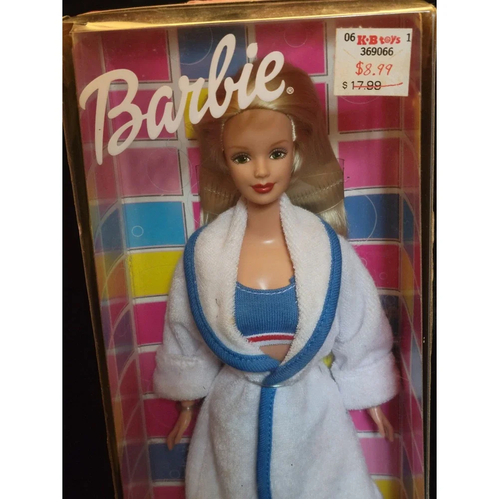Vtg 2001 Mattel Barbie Bath Boutique Doll 29402 White Robe Bubble Bath NIB