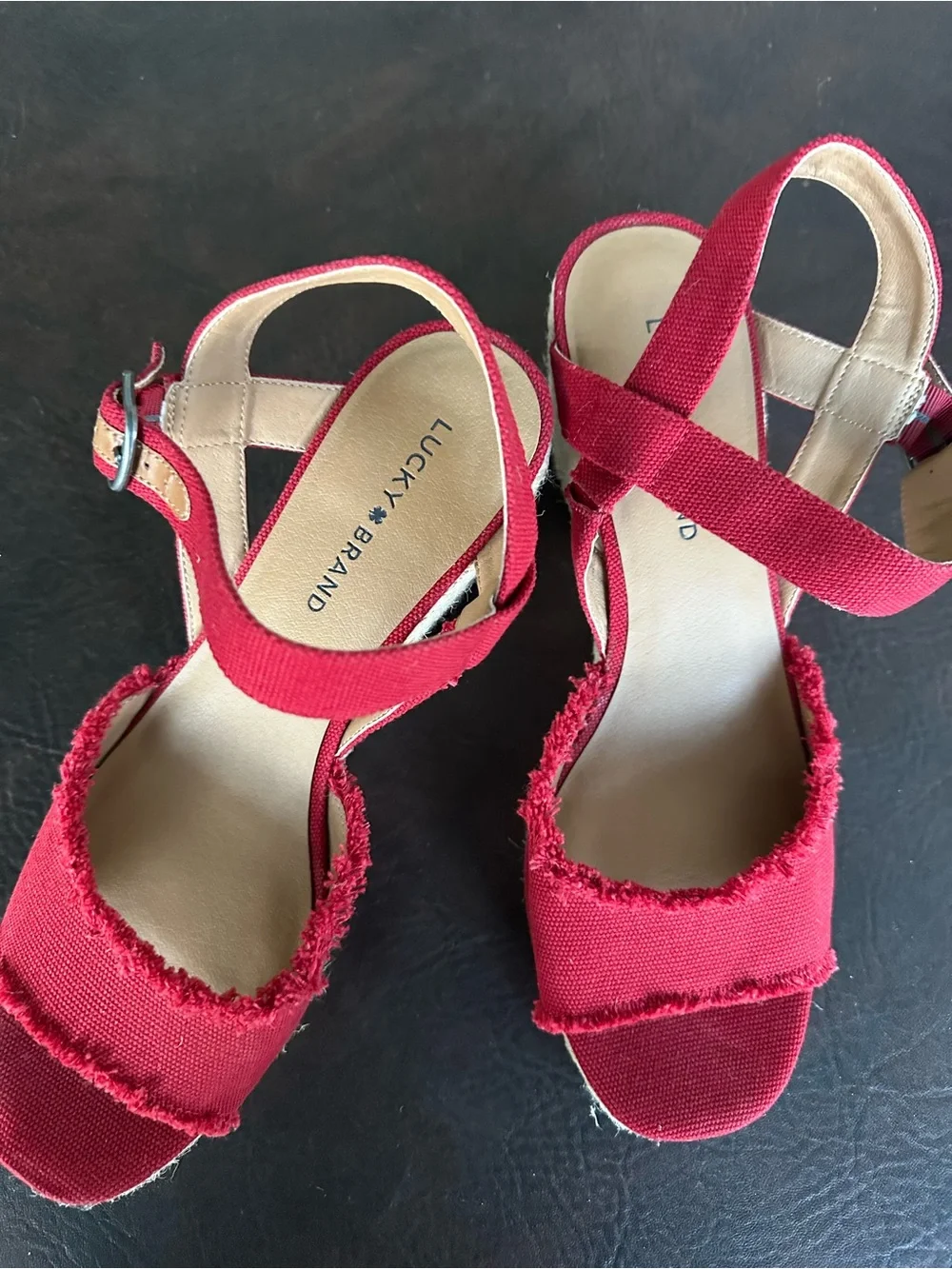 Lucky Brand Red Espadrille Wedge Sandals