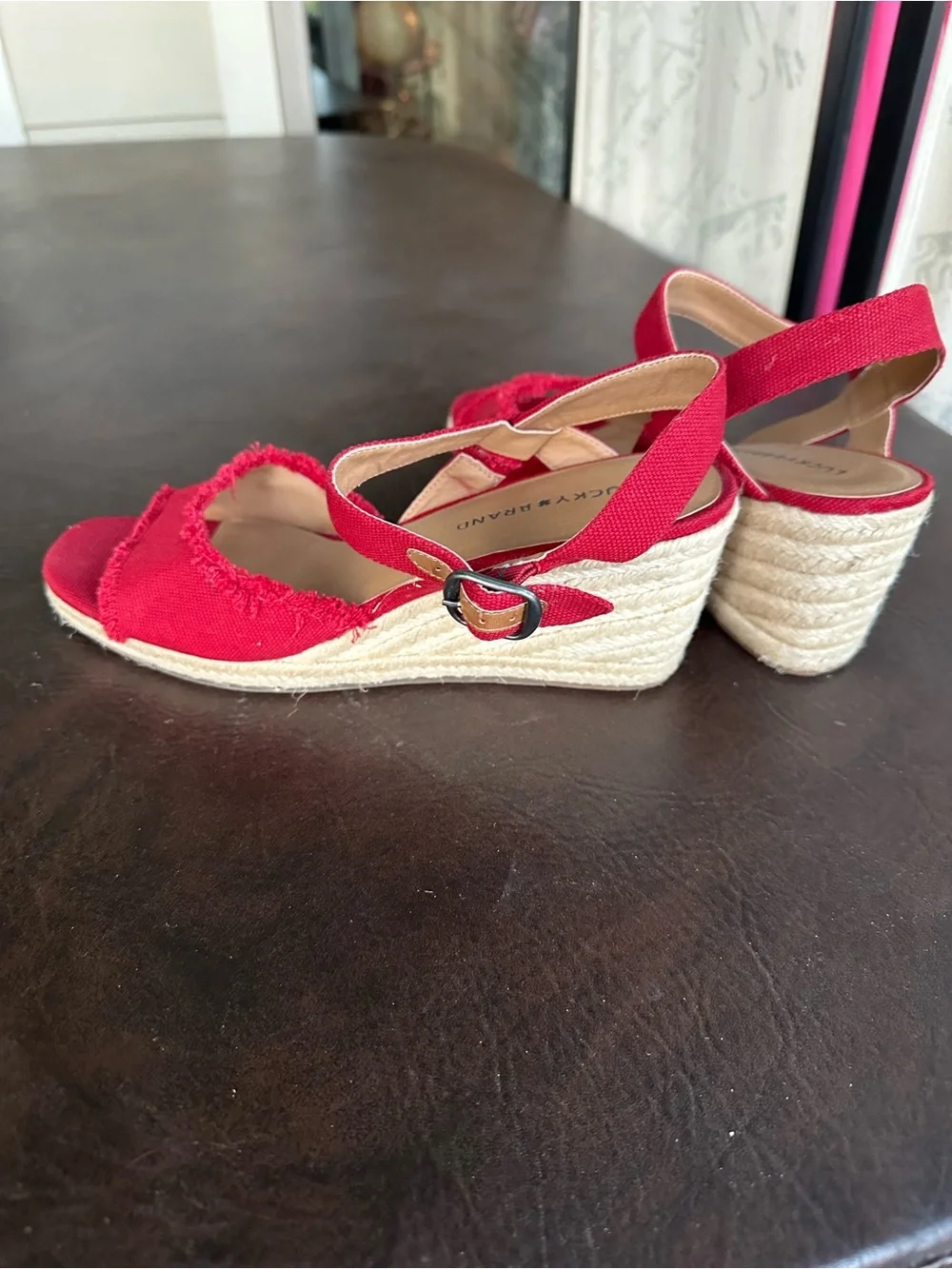 Lucky Brand Red Espadrille Wedge Sandals