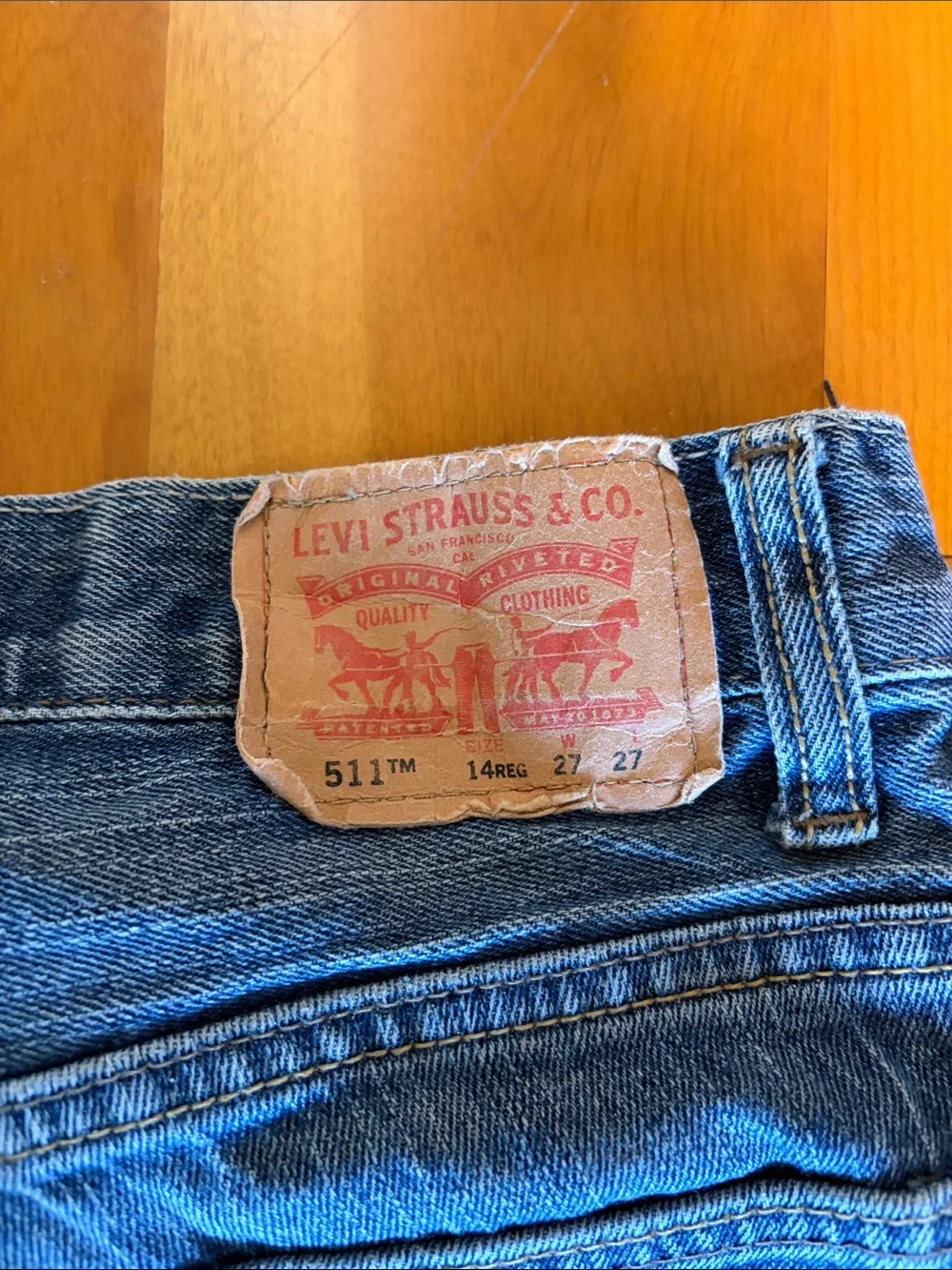 Levi's Strauss Boys Medium Blue 511 Slim Straight Jeans - Size 14 or 27x27
