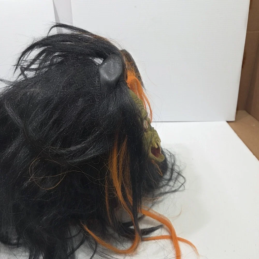 Vintage Halloween The Paper Magic Group Green Shrunken Head Mask Y2K Latex 2002