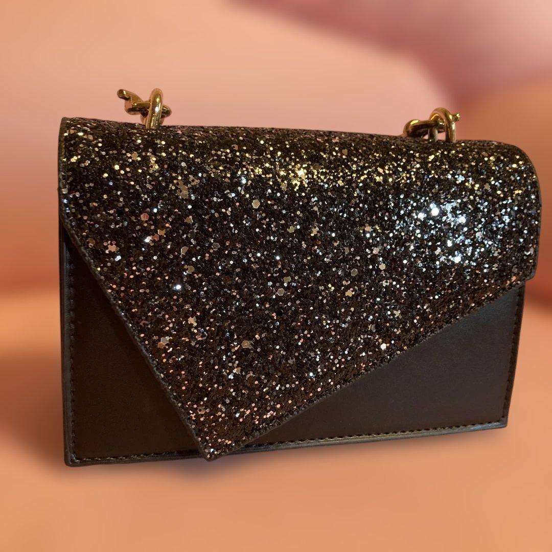 Black Glitter Clutch Bag