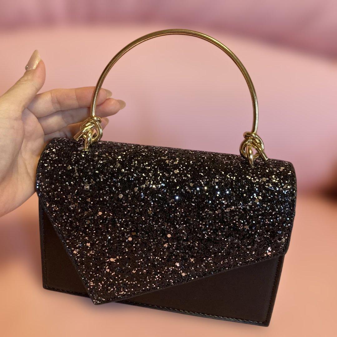 Black Glitter Clutch Bag