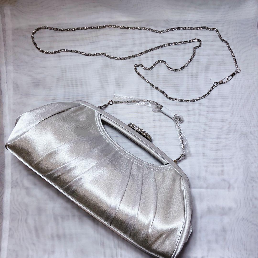 Pleated Design Party Bag - Silver