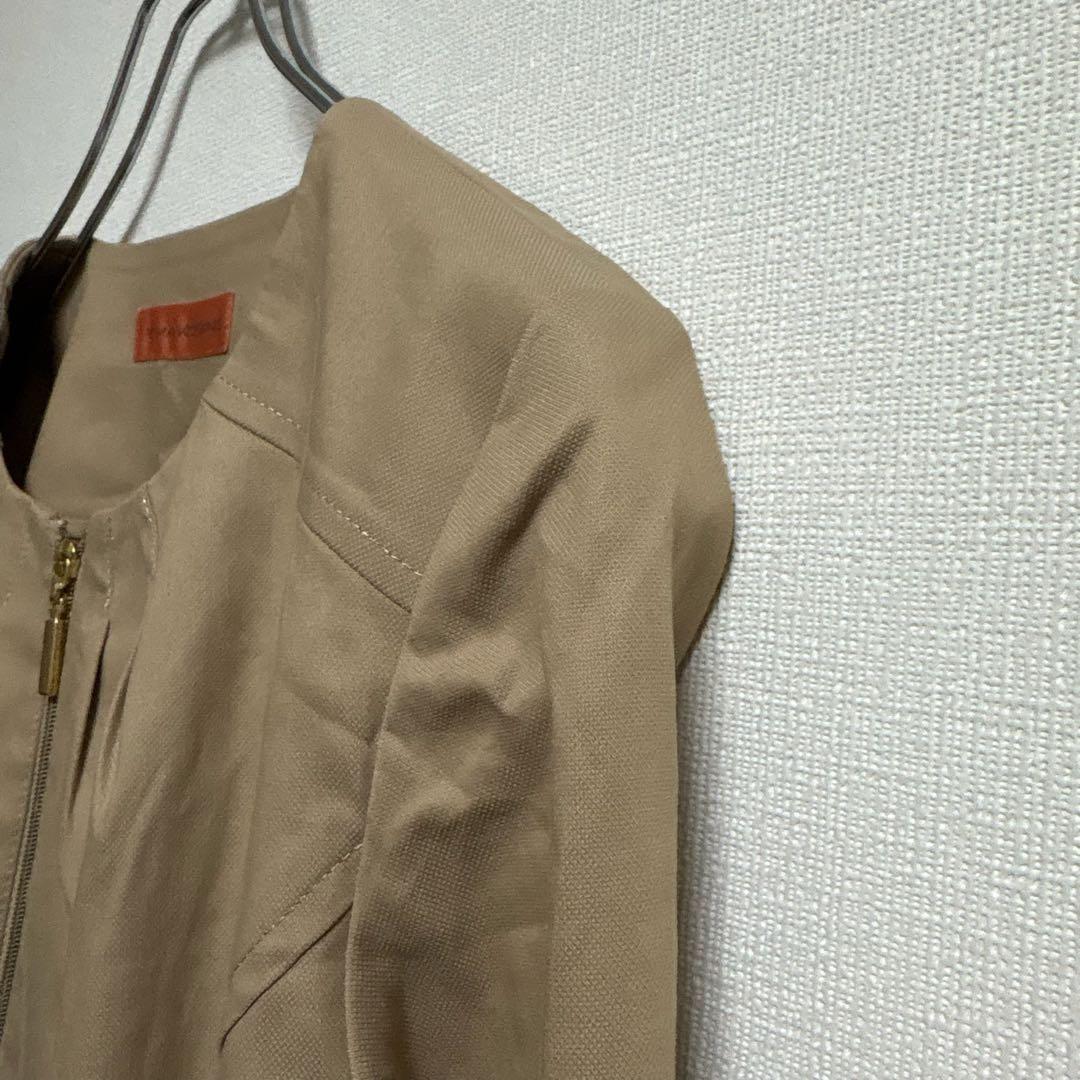 YUMAKOSHINO Jacket / High-Quality Collarless Tunic Length Elegant Beige Soft