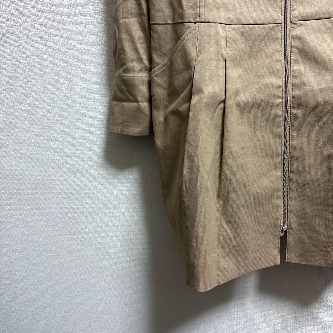 YUMAKOSHINO Jacket / High-Quality Collarless Tunic Length Elegant Beige Soft