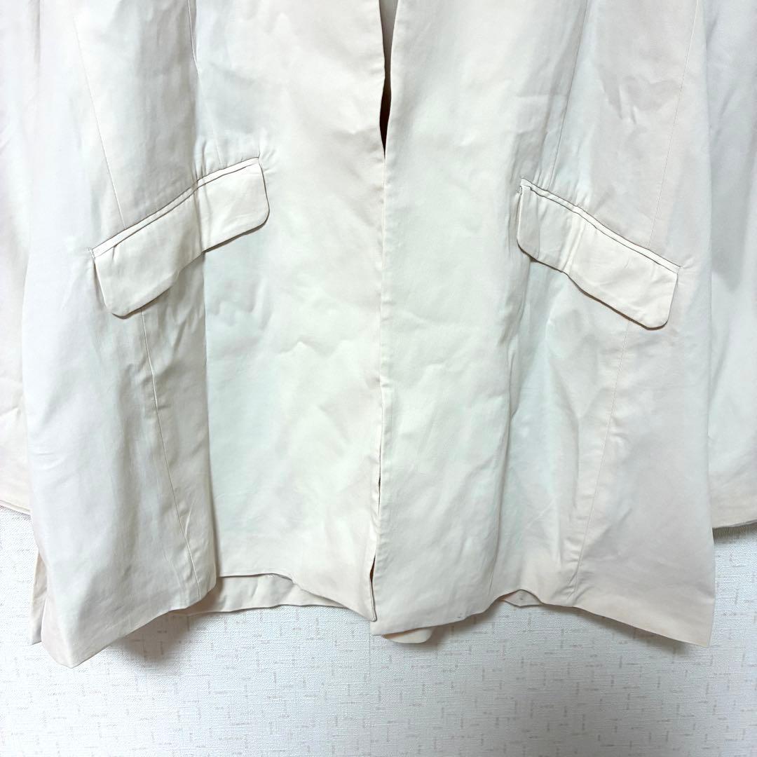 PAGEBOY No-Collar Relaxed Jacket, V-Neck, Elegant, White (F)