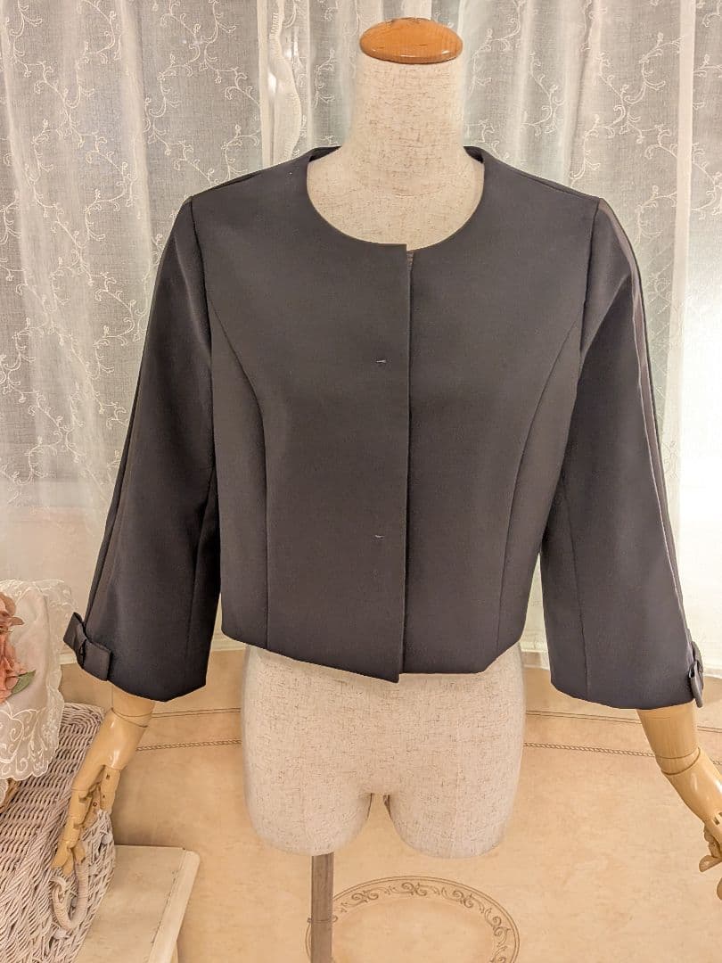 Pontoise Bolero Jacket 2, Sleeve Grosgrain Ribbon, Bell Sleeves, Black