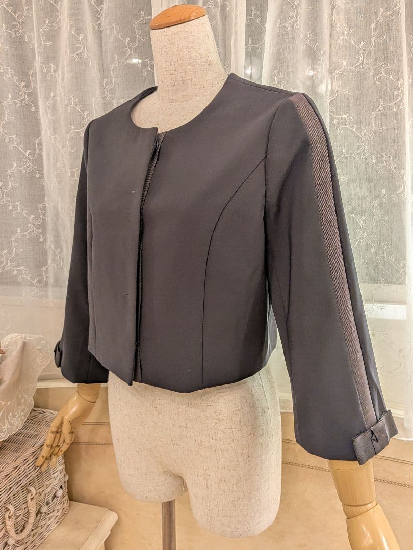 Pontoise Bolero Jacket 2, Sleeve Grosgrain Ribbon, Bell Sleeves, Black