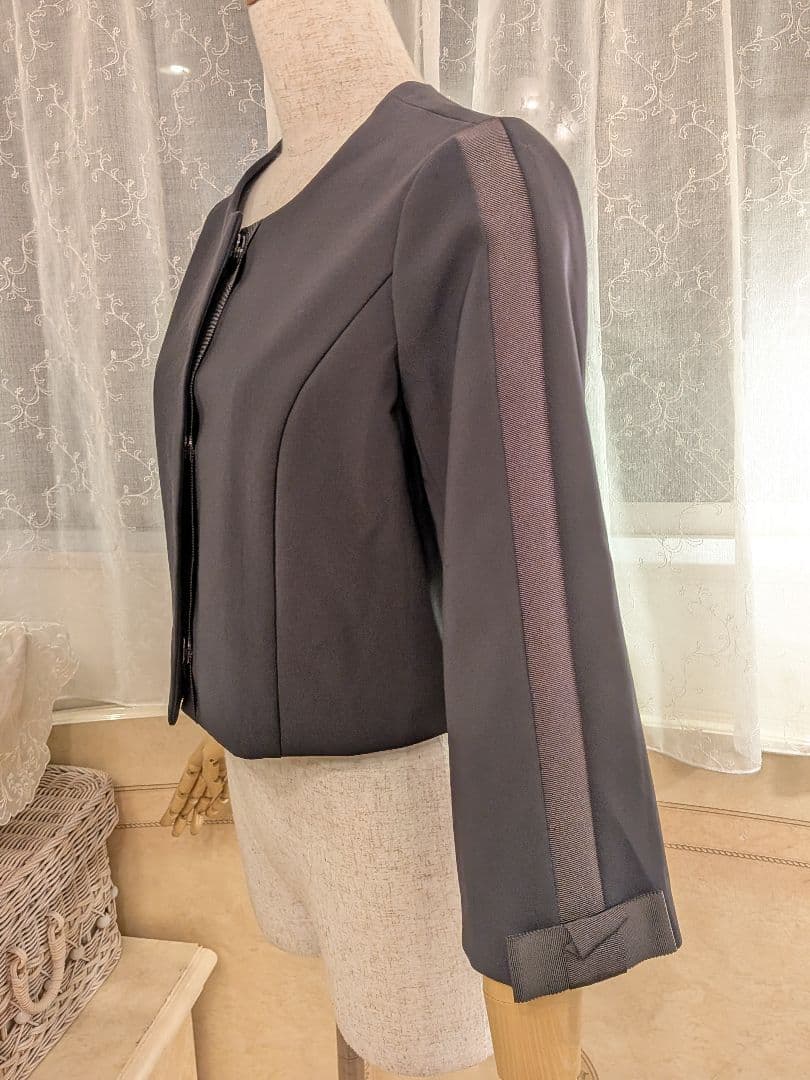 Pontoise Bolero Jacket 2, Sleeve Grosgrain Ribbon, Bell Sleeves, Black