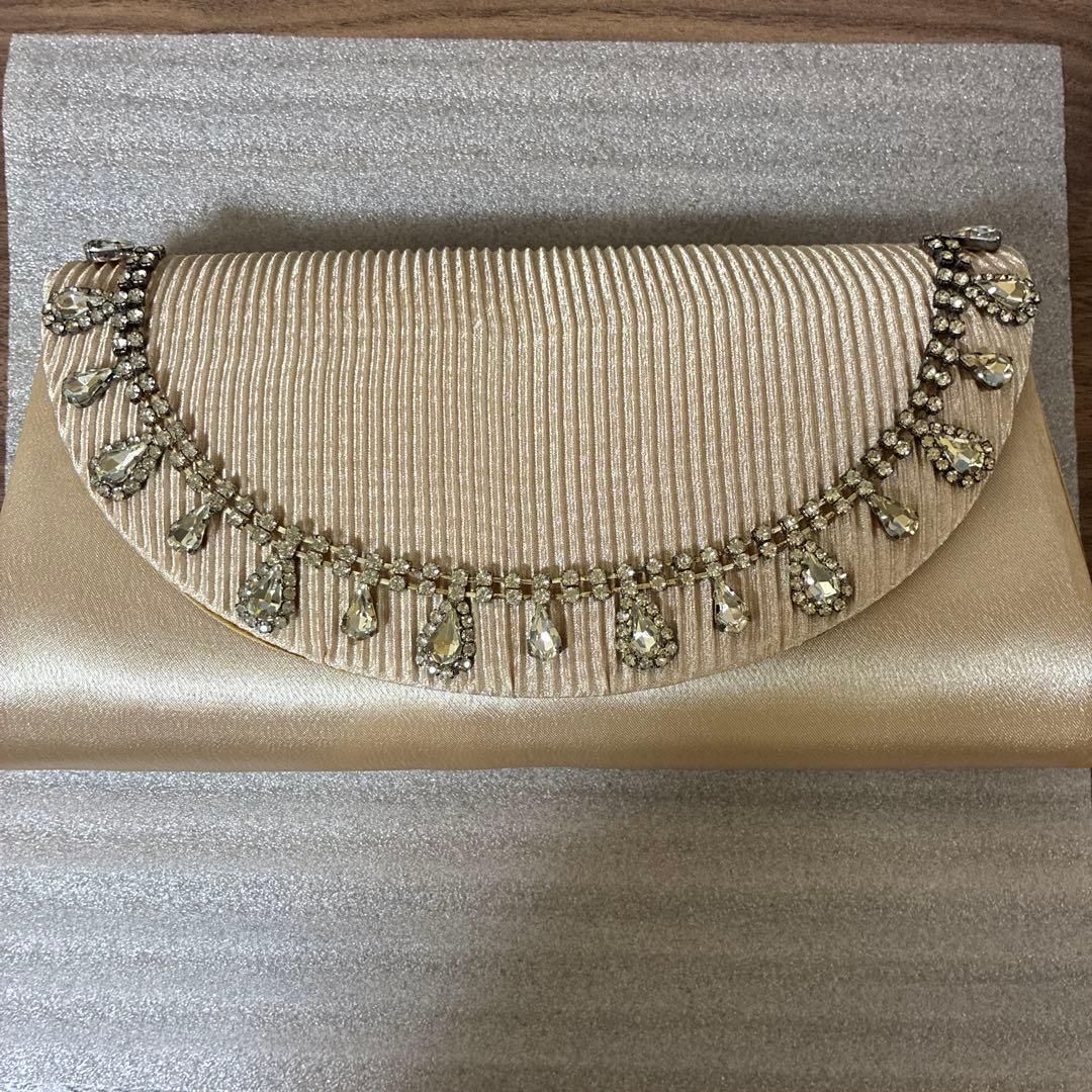 Dress Lab Clutch Bag, Champagne Gold, Rhinestone Embellished
